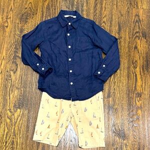 Sailboat shorts and Janie and Jack navy shirt